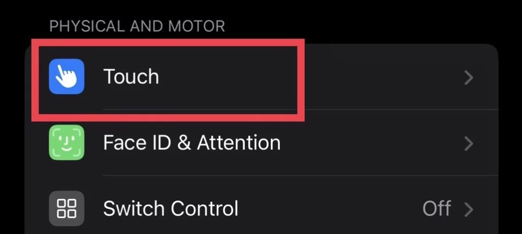 Then tap on "Touch"
