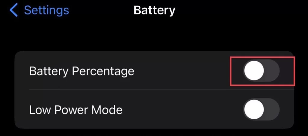 Tap to turn on "Battery Percentage"