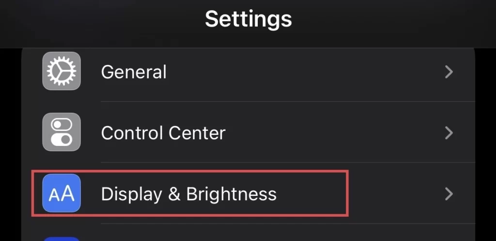 And select "Display & Brightness"