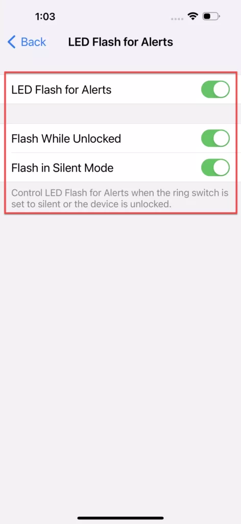 Turn on LED Flash for Alerts