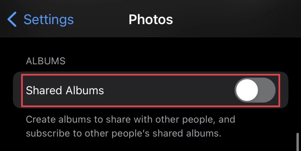 From the photos menu toggle off the "Shared Albums"