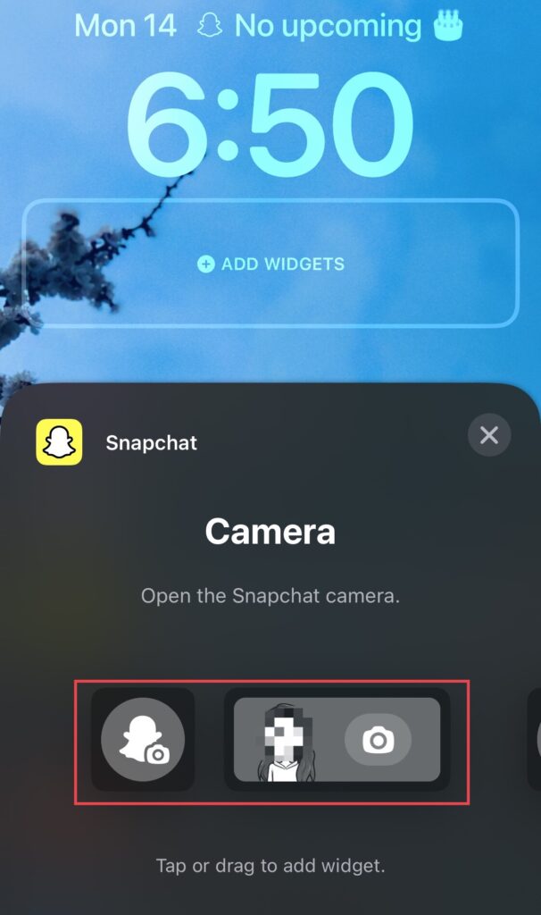 Drag your "account" and "camera" widgets to add it to lock screen.