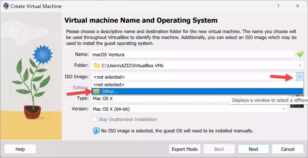 Add macOS Ventura ISO file to VirtualBox