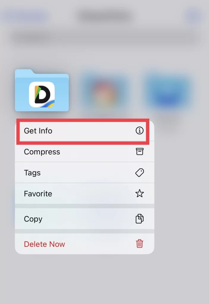 Tap on the Get info option.