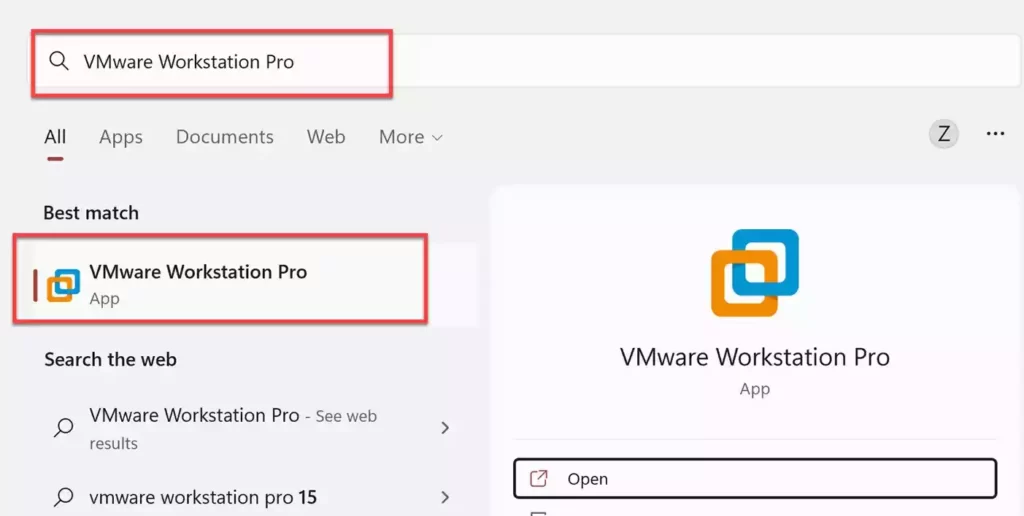 Open VMware Workstation