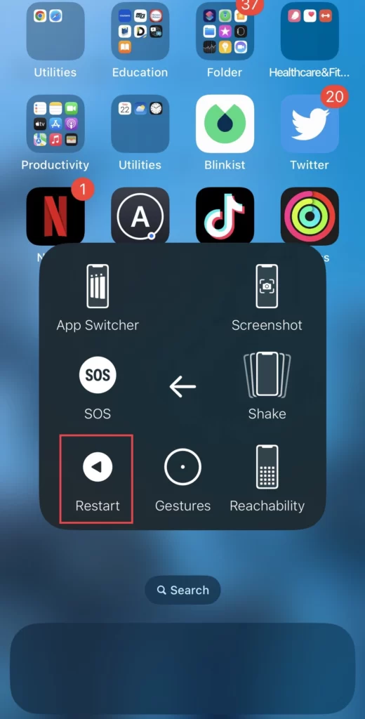 Next, tap on Restart button to restart your iPhone.