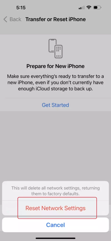 Tap to reset network settings on your iPhone 14