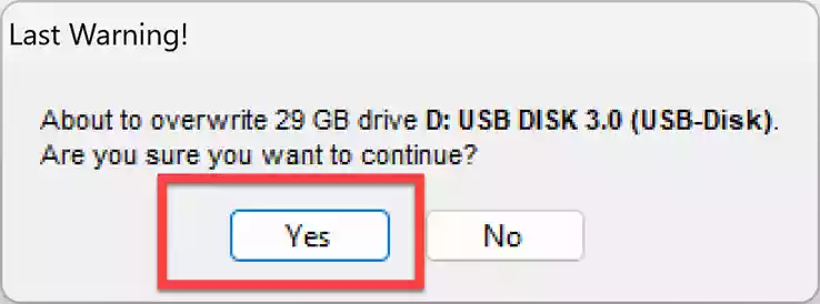 About to overwrite your USB drive
