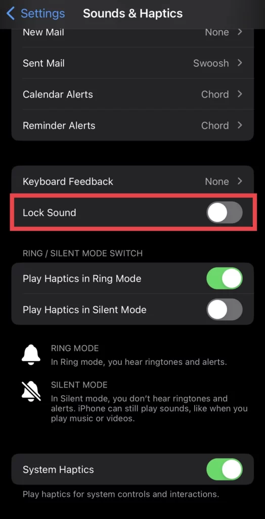 Then turn off the lock sound from the sound menu.