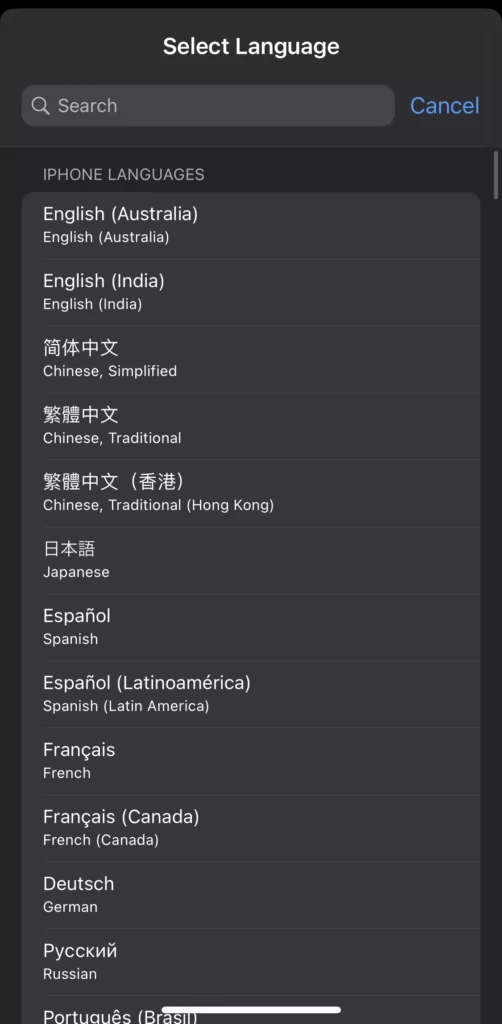 Now select your Language.