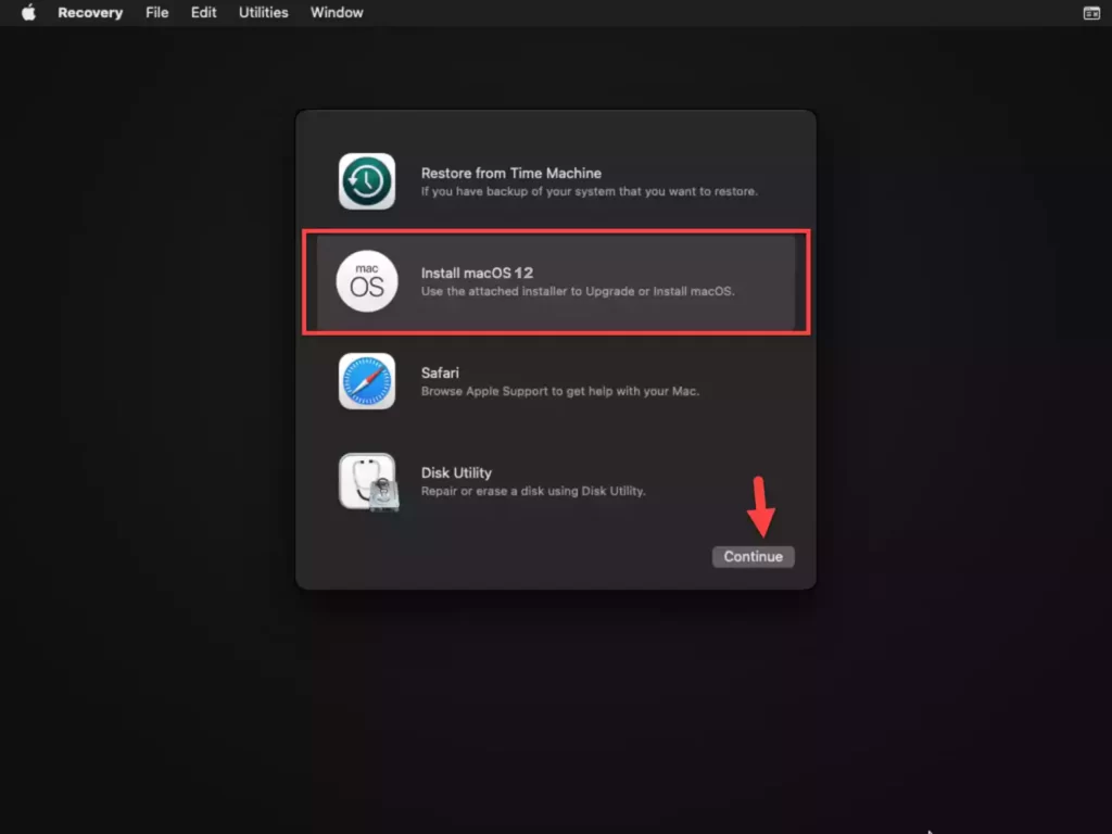 Select Install macOS 12
