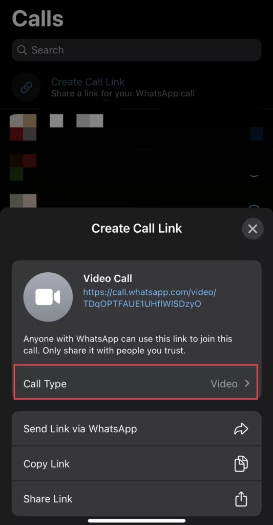 Then select your Call Type.