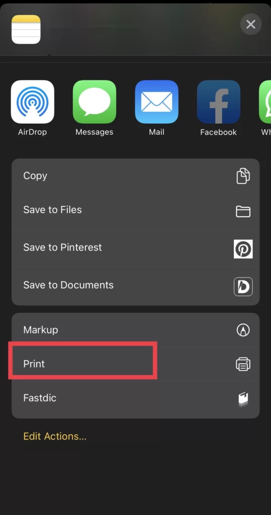Then select the Print option.