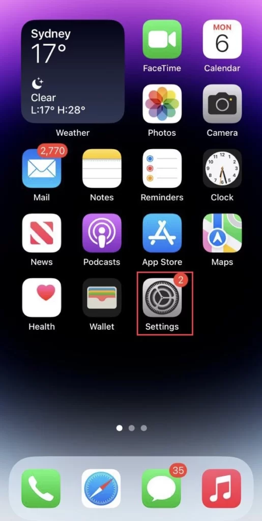 Go to the Settings app.