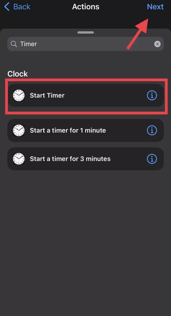 Then choose the Start Timer option.