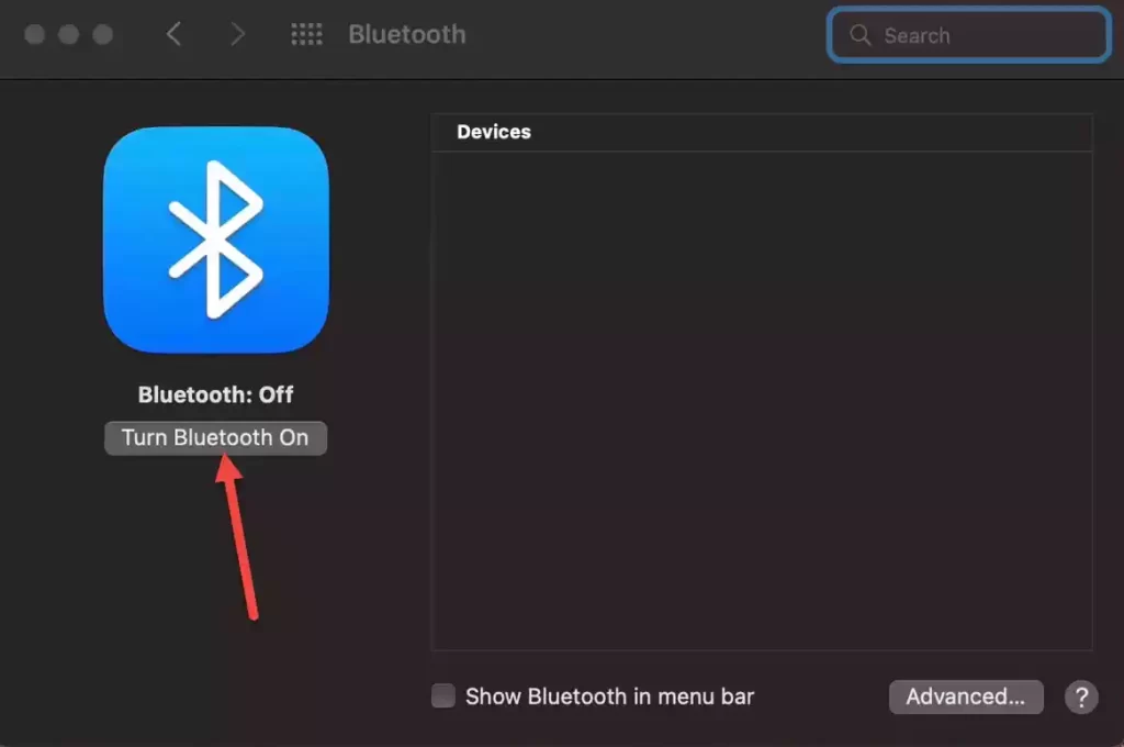 turn your Mac Bluetooth on