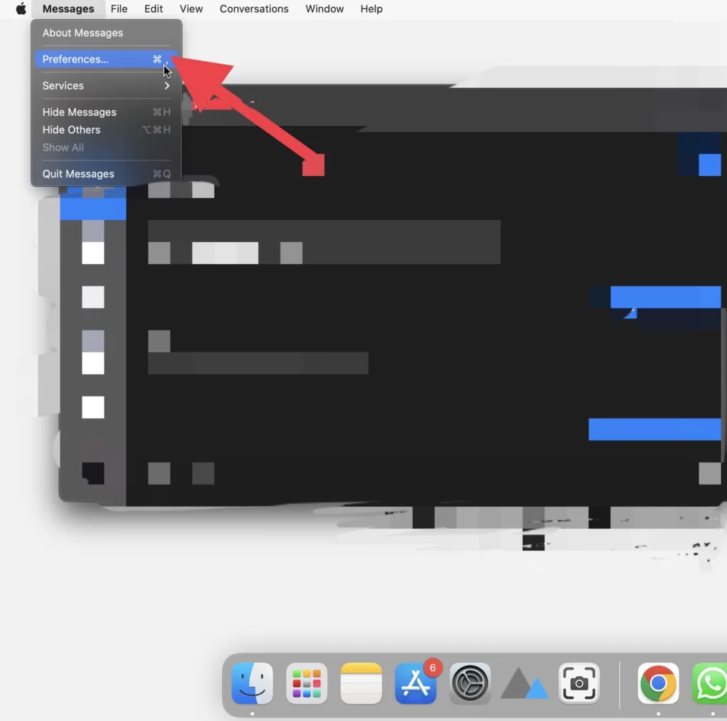 Open Preferences from Message menu  in the menu bar.