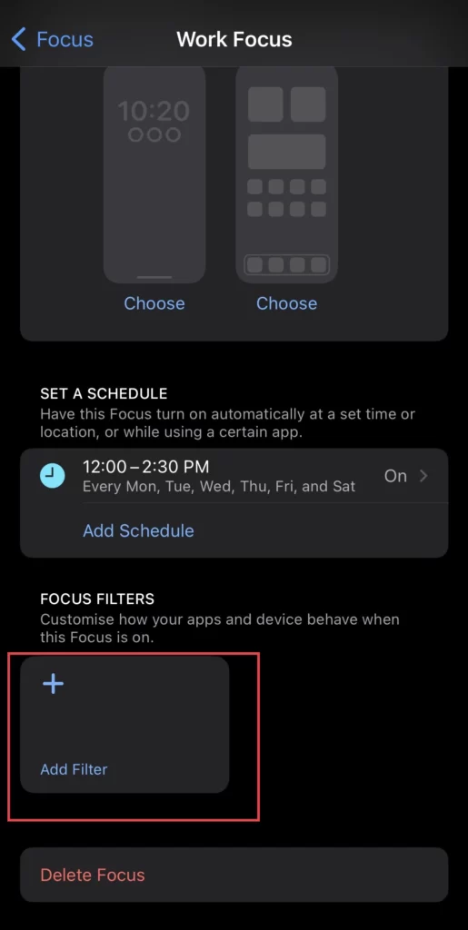 Tap on the Add Filter option.