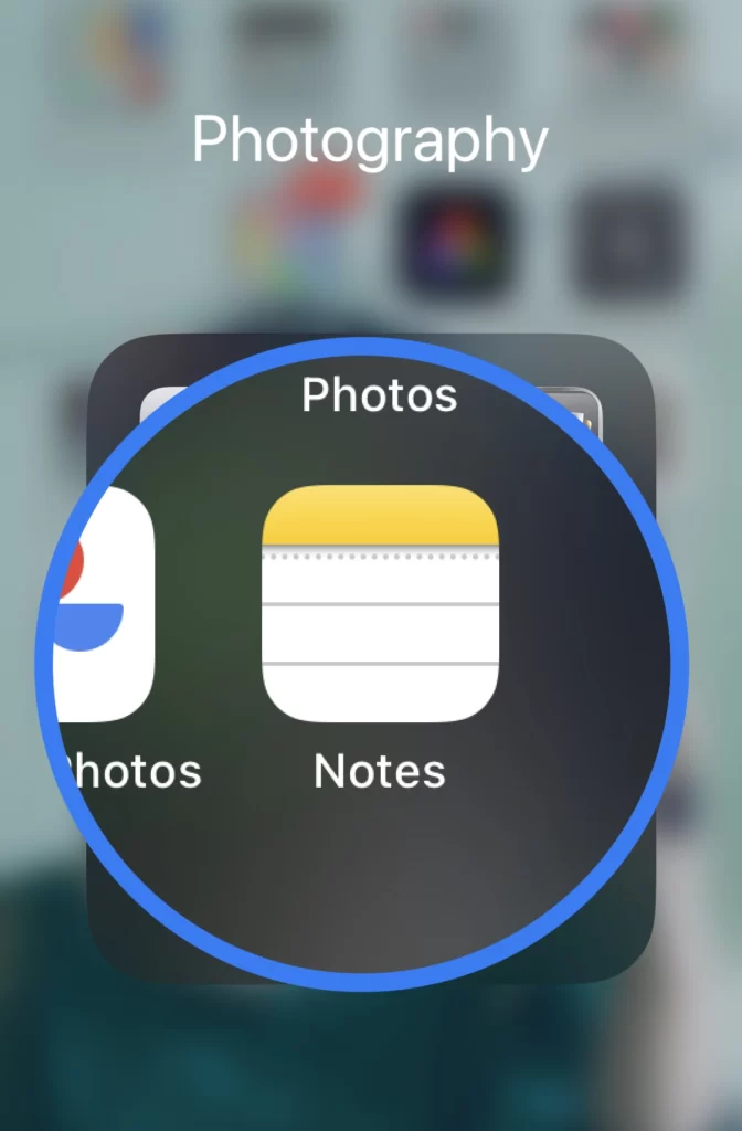 Open the Notes app.