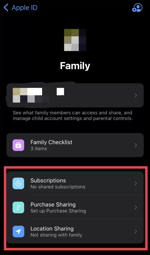 To manage the Subscriptions, purchases, and location tap on it.