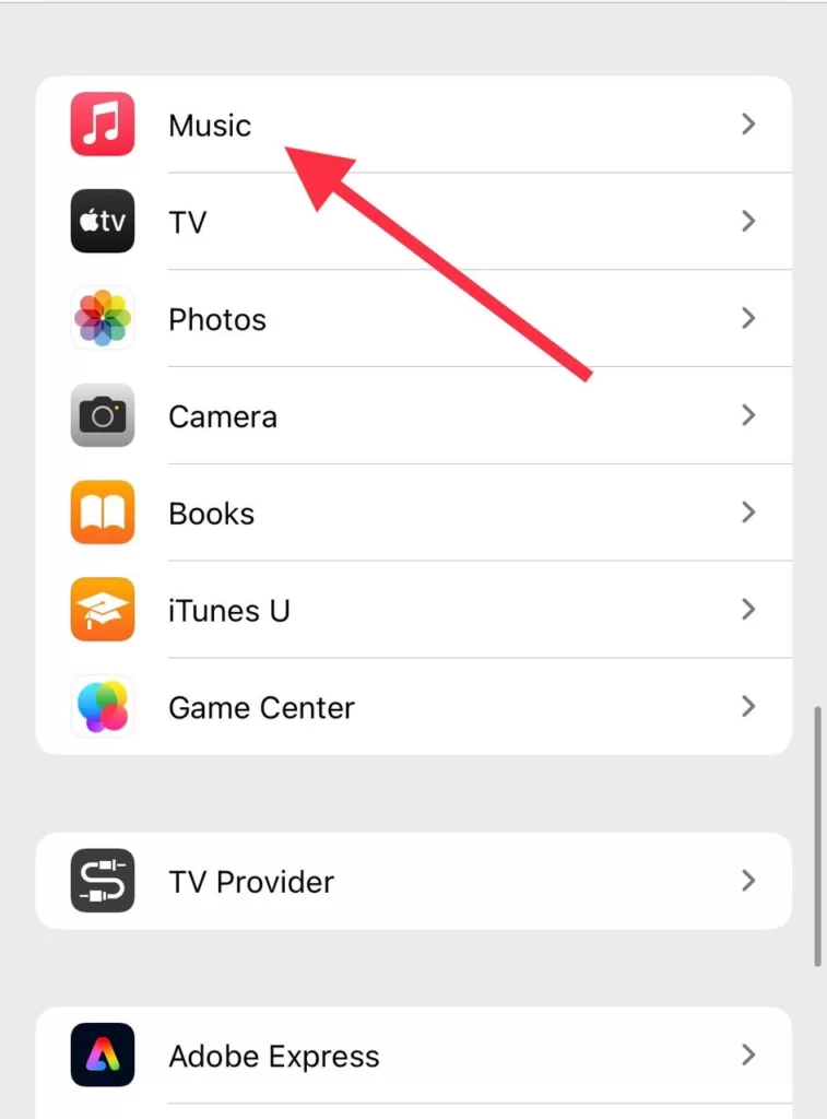 Then tap on Music.