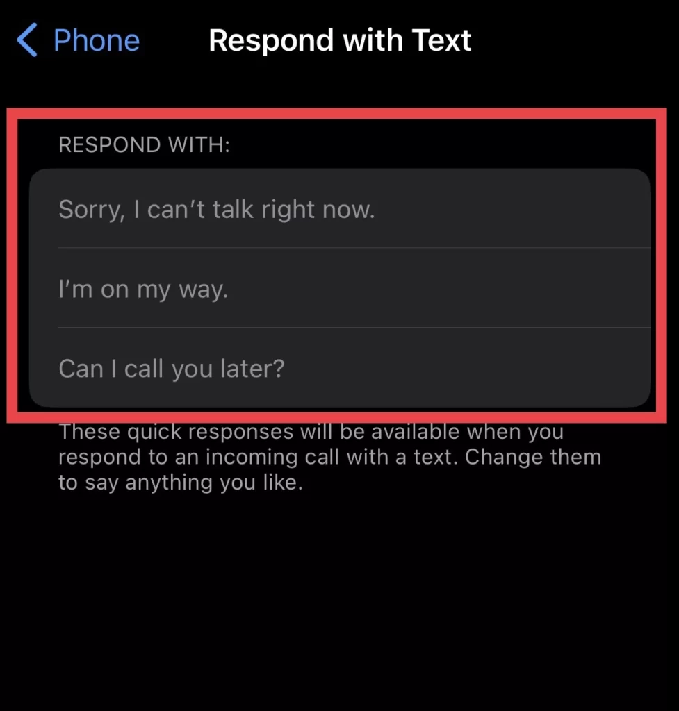 Now customise your quick responses for incoming call.