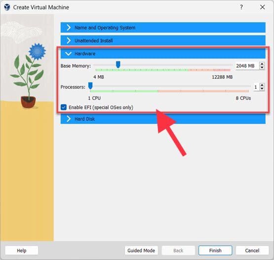 Now increase Base memory size and allocate the processor.