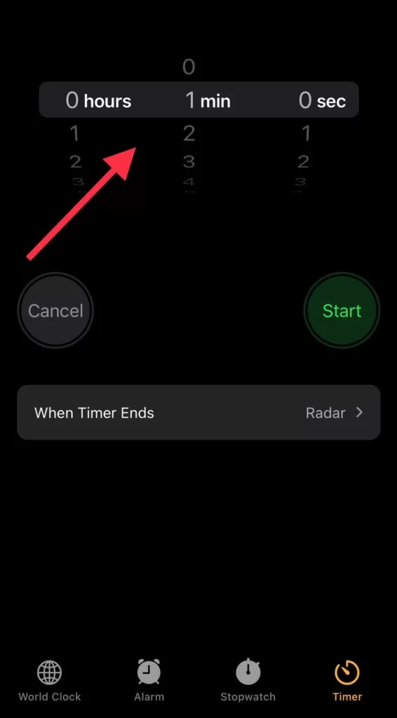 Set the Timer Duration.